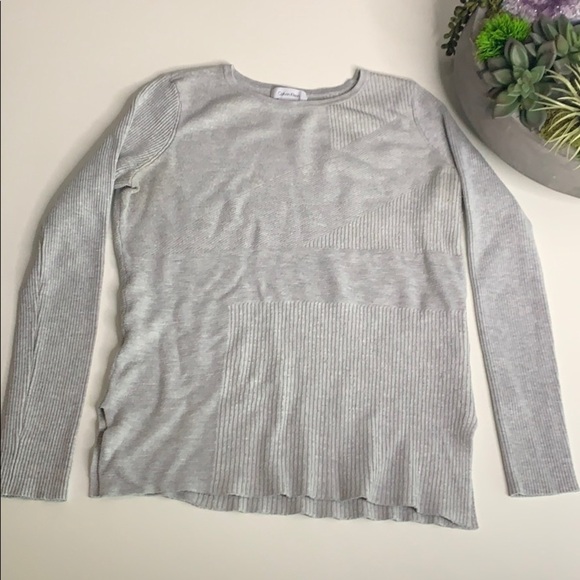 Calvin Klein fitted textured grey long sleeve sweater ribbed women’s size xs - Picture 4 of 8